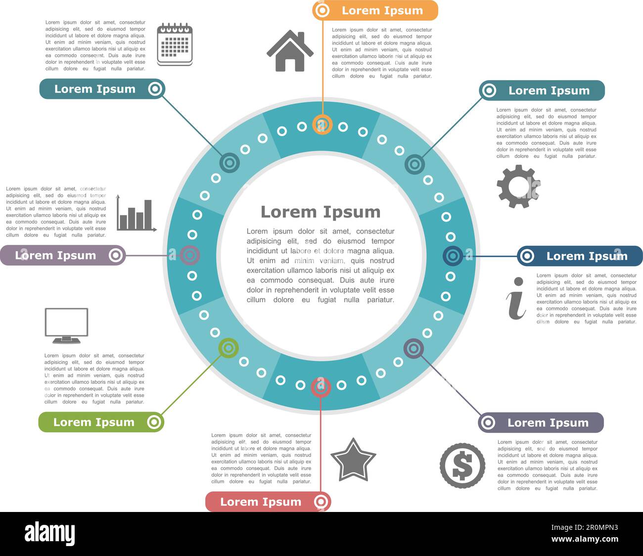 Modern circle infographics with icons and text, round diagram template ...