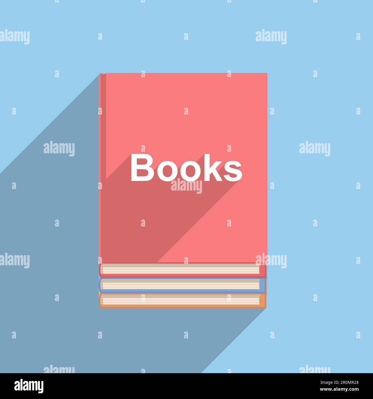 Three books, flat design with long shadows, vector eps10 illustration ...