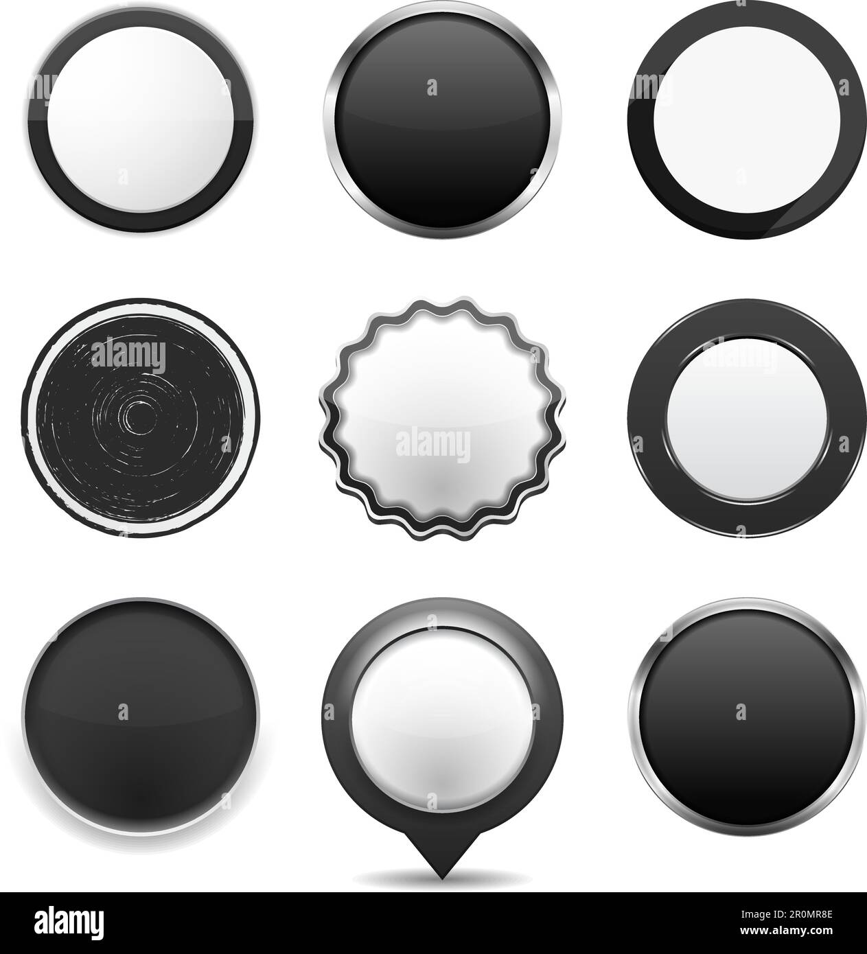 Set of different black buttons on white background, web elements ...