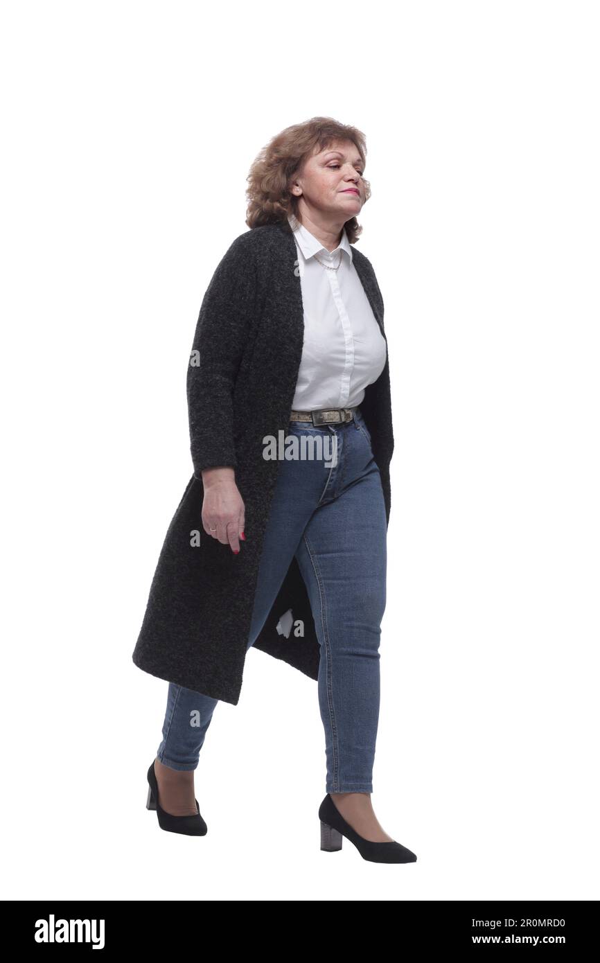 in full growth. confident mature woman taking a step forward Stock ...