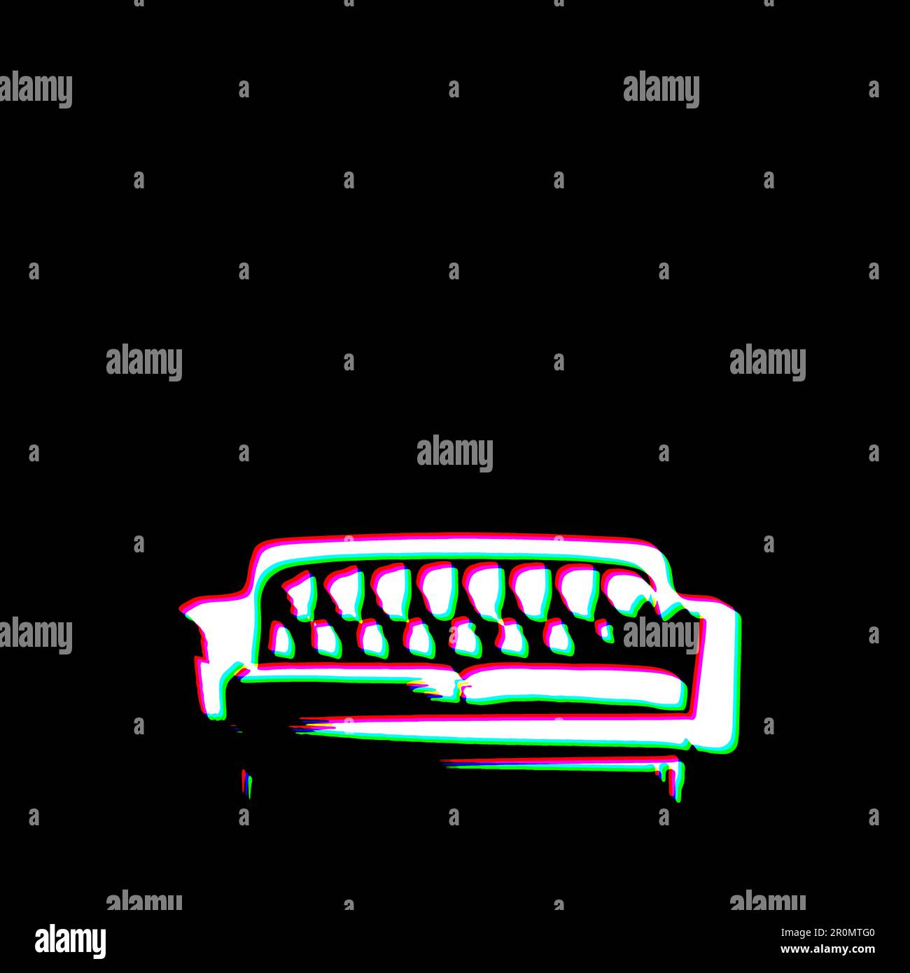 White Black Sofa Couch Grudge Scratched Dirty Punk Style Print Culture