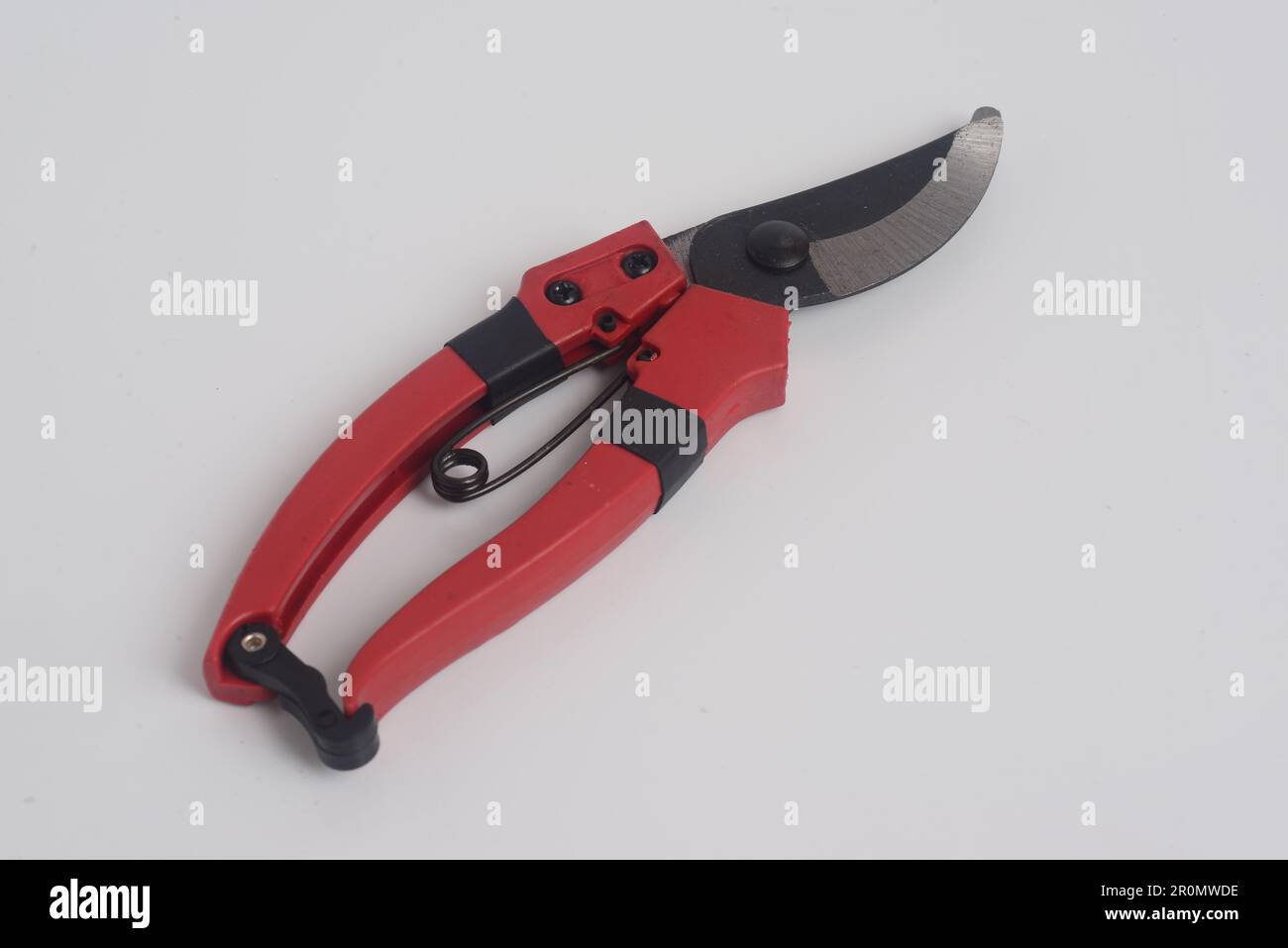 Red Gardening  Branch scissors on white background Stock Photo