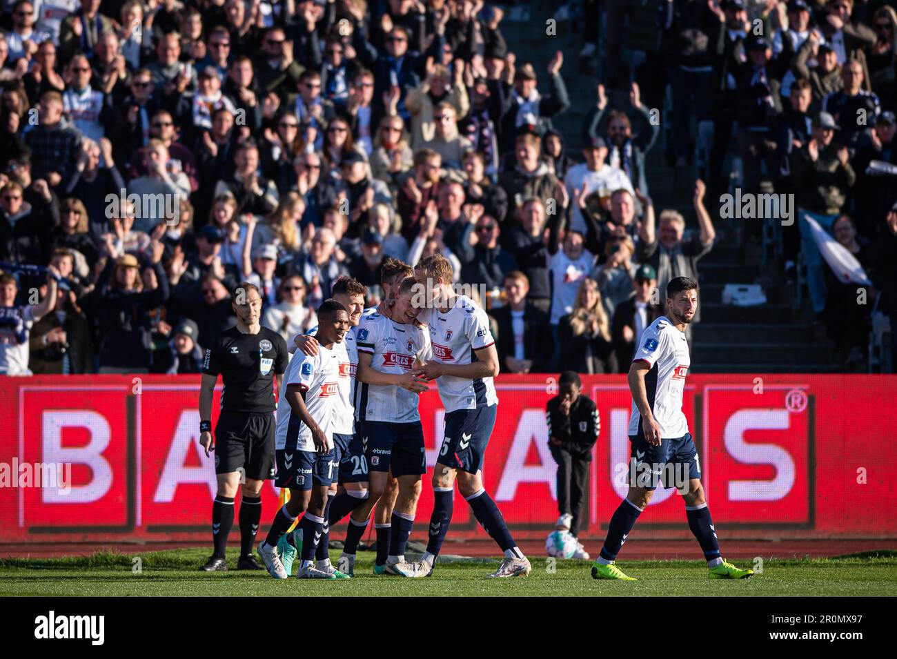 Aarhus, Denmark. 07th, May 2023. Mads Emil Madsen (7) of AGF scores for