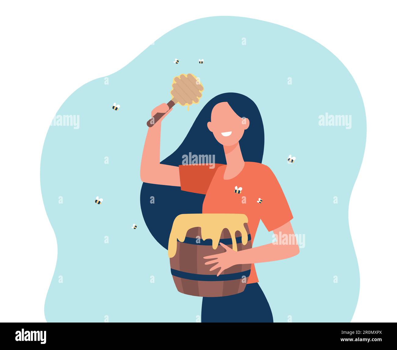 Woman keeping honey bees Stock Vector