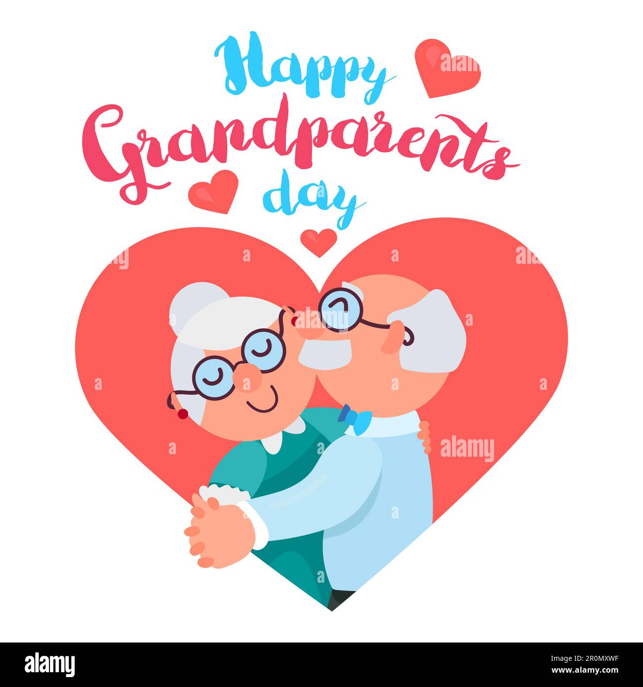 Happy Grandparents Day Greeting Banner with dancing and smiling