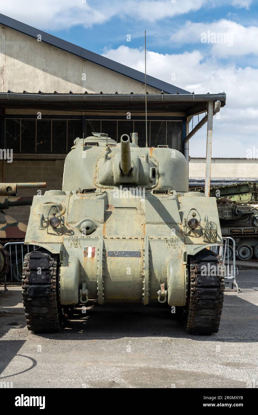 Tanks and armoured vehicles at a museum in Saumur, Loire valley, France Stock Photo