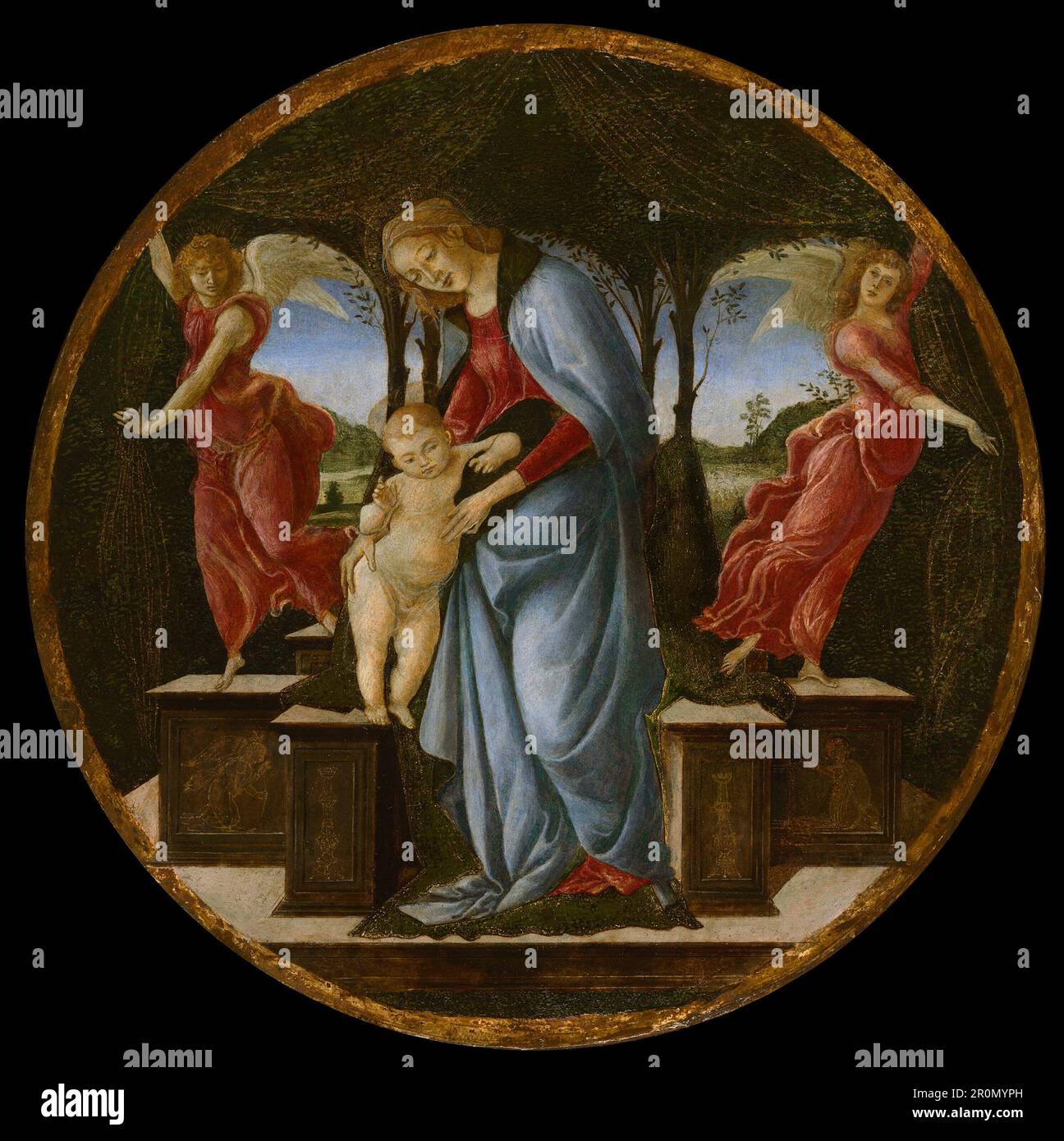 Virgin and Child with Two Angels Date: 1485/95 Artist: Sandro Botticelli Italian, 1444/45-1510 Stock Photo