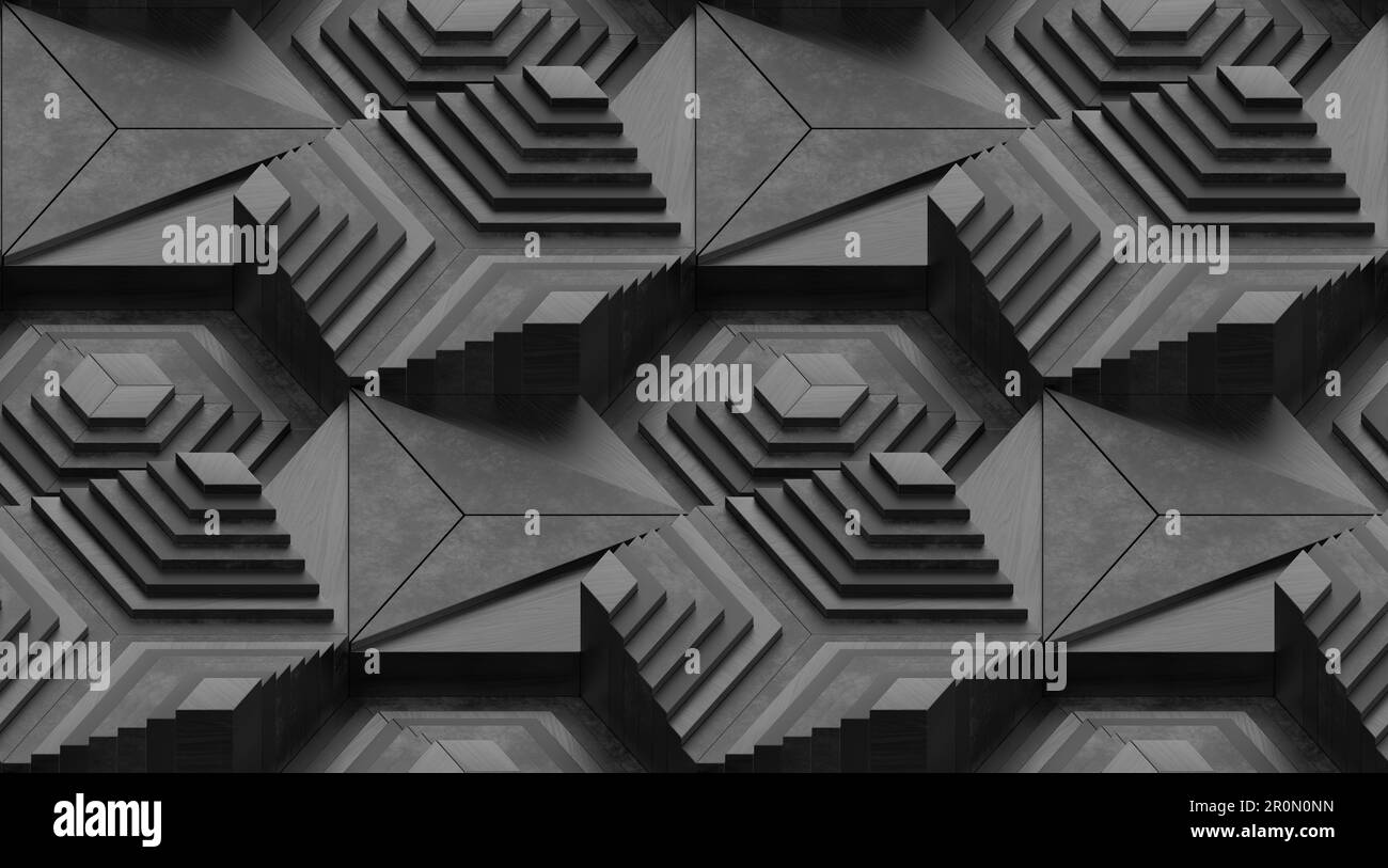 Abstract dark geometric shadow shapes Black and White Stock Photos ...