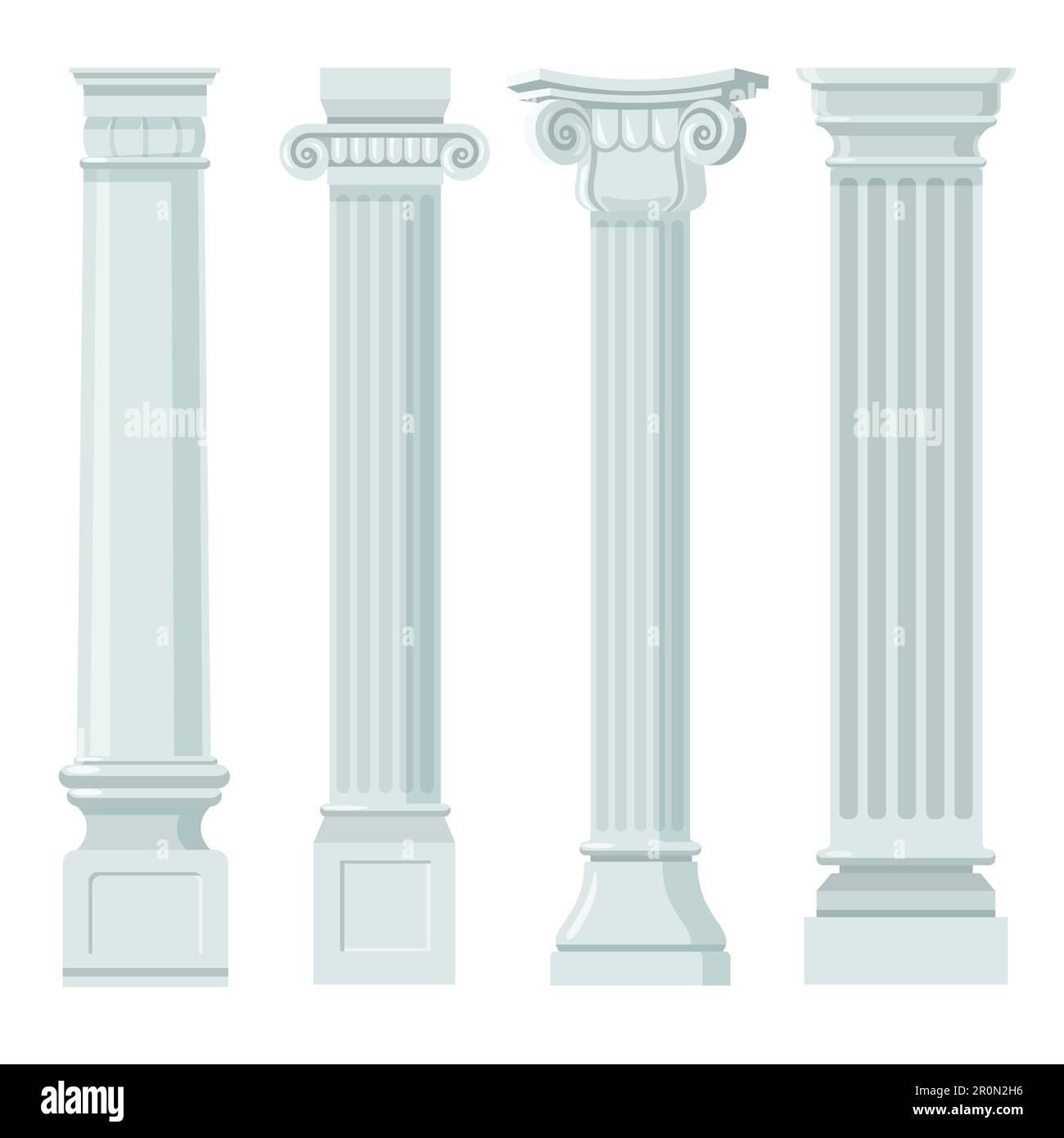 Vintage classic columns flat set for web design Stock Vector