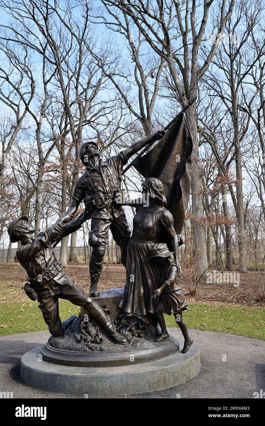 Wheaton, Illinois, USA. The 'Spirit of Commitment' statue at Cantigny Park. Stock Photo