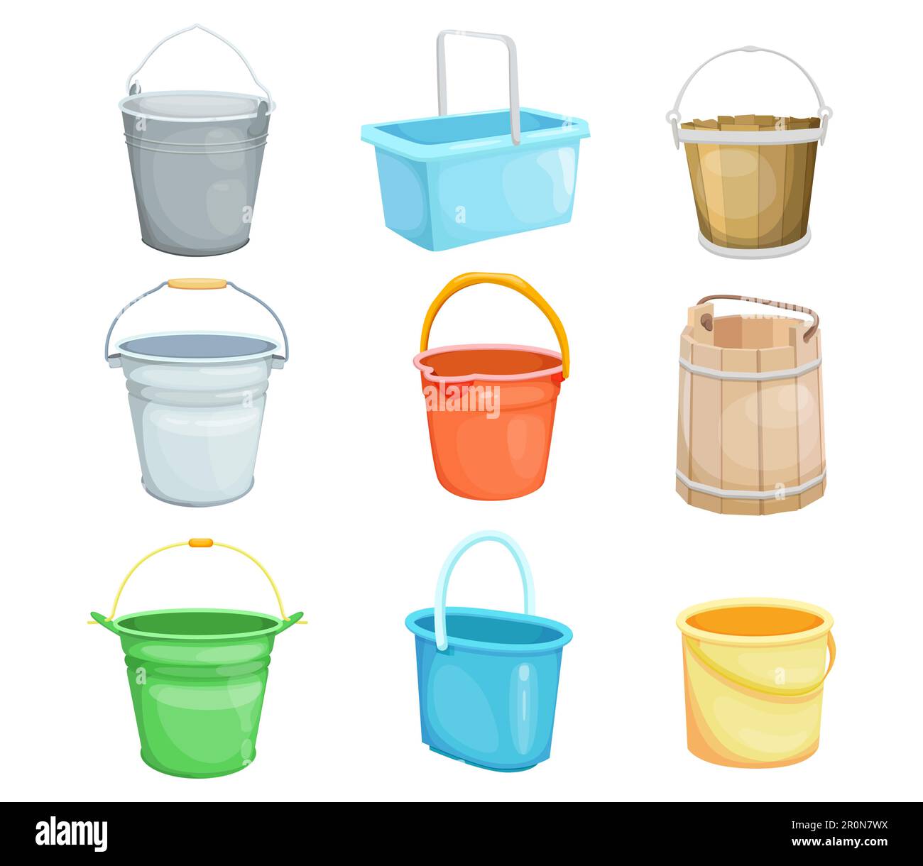 Buckets vector illustrations set Stock Vector