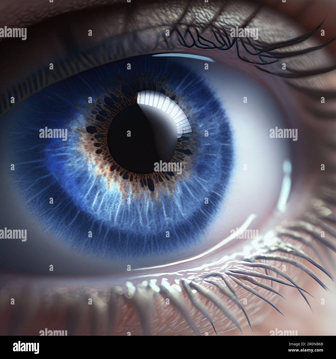 closeup look of human blue eyes. Beautiful macro image of a human eye