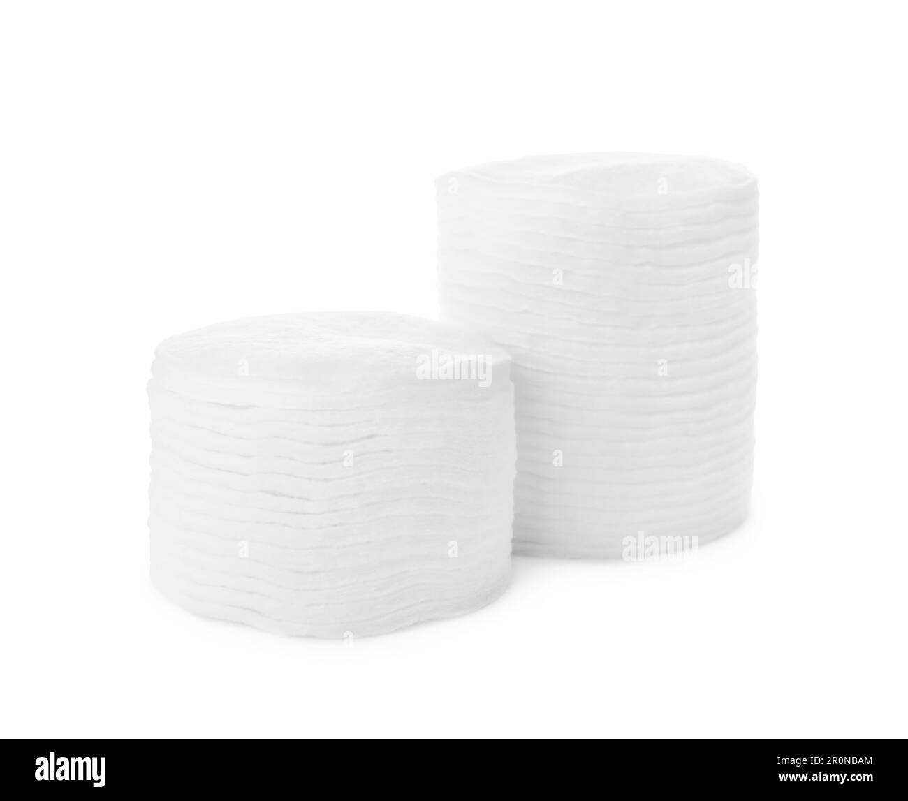 Stacks of cotton pads on white background Stock Photo Alamy