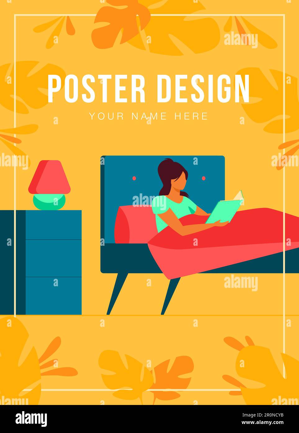 Young woman reading book before going to sleep Stock Vector Image & Art