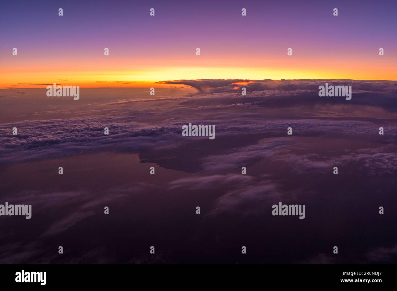 Colorful sunset over the clouds, Denmark Stock Photo