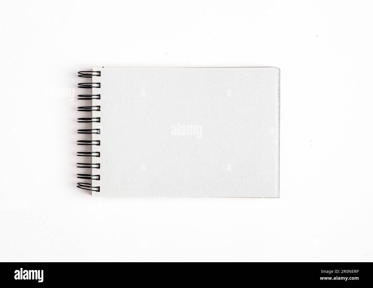 Spiral bound notepad, blank page of notebook, paper of sketchbook Stock