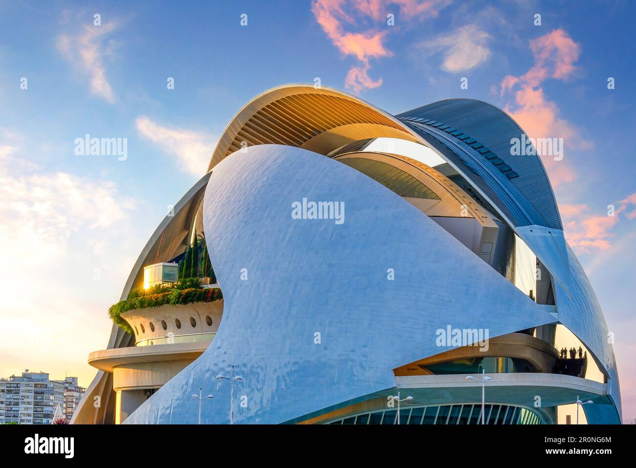 Valencia, Spain - July 17, 2022: Palau de les Arts or Palace of Arts. The 'Ciudad de las Artes y las Ciencias' is an international landmark is a cultu Stock Photo