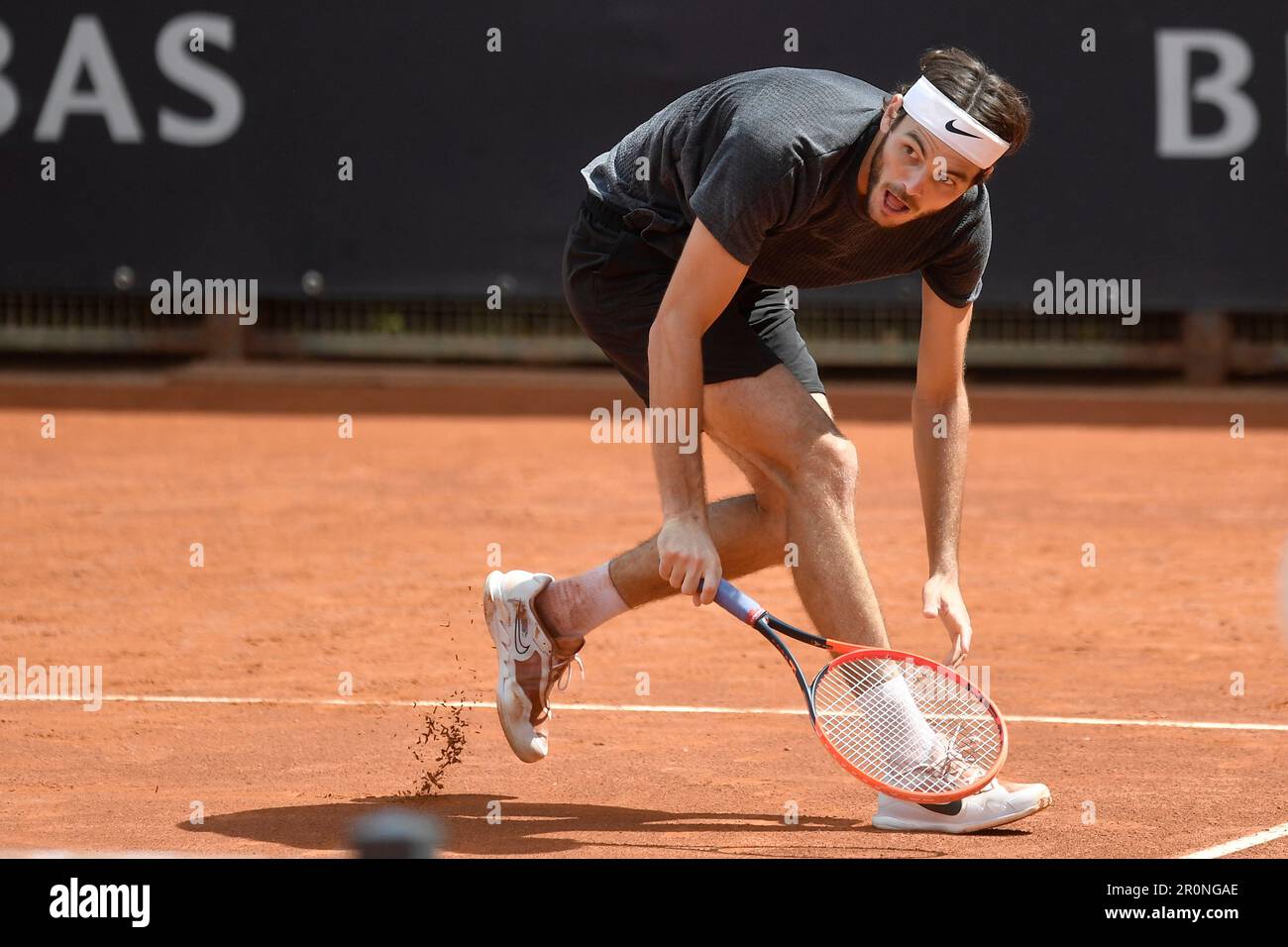 Rome, Italy. 09th May, 2023. Taylor Fritz of United States of America is  training during the Internazionali BNL d'Italia tennis tournament at Foro  Italico in Rome, Italy on May 9th, 2023. Credit: