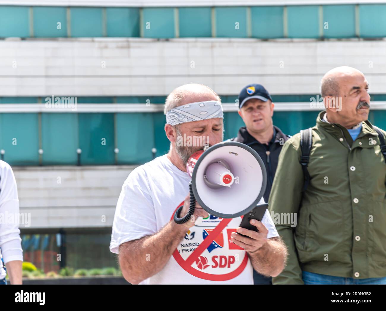 Citizens' protest march due to Schmitt's decision to unblock the formation of the FBiH Government Stock Photo