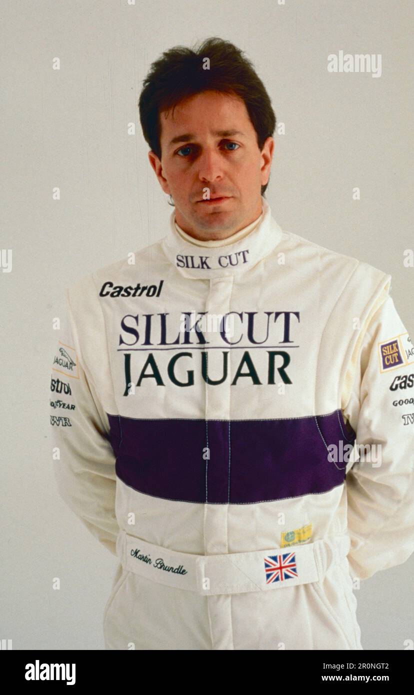 Racing driver Martin Brundle of the Silk Cut Jaguar team, 1990 Stock Photo