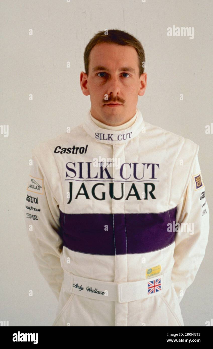 Racing driver Andy Wallace of the Silk Cut Jaguar team, 1990 Stock Photo