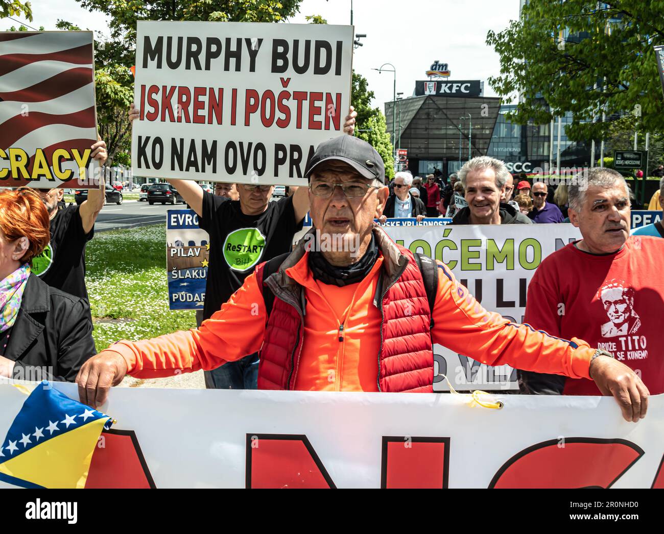 Citizens' protest march due to Schmitt's decision to unblock the formation of the FBiH Government Stock Photo