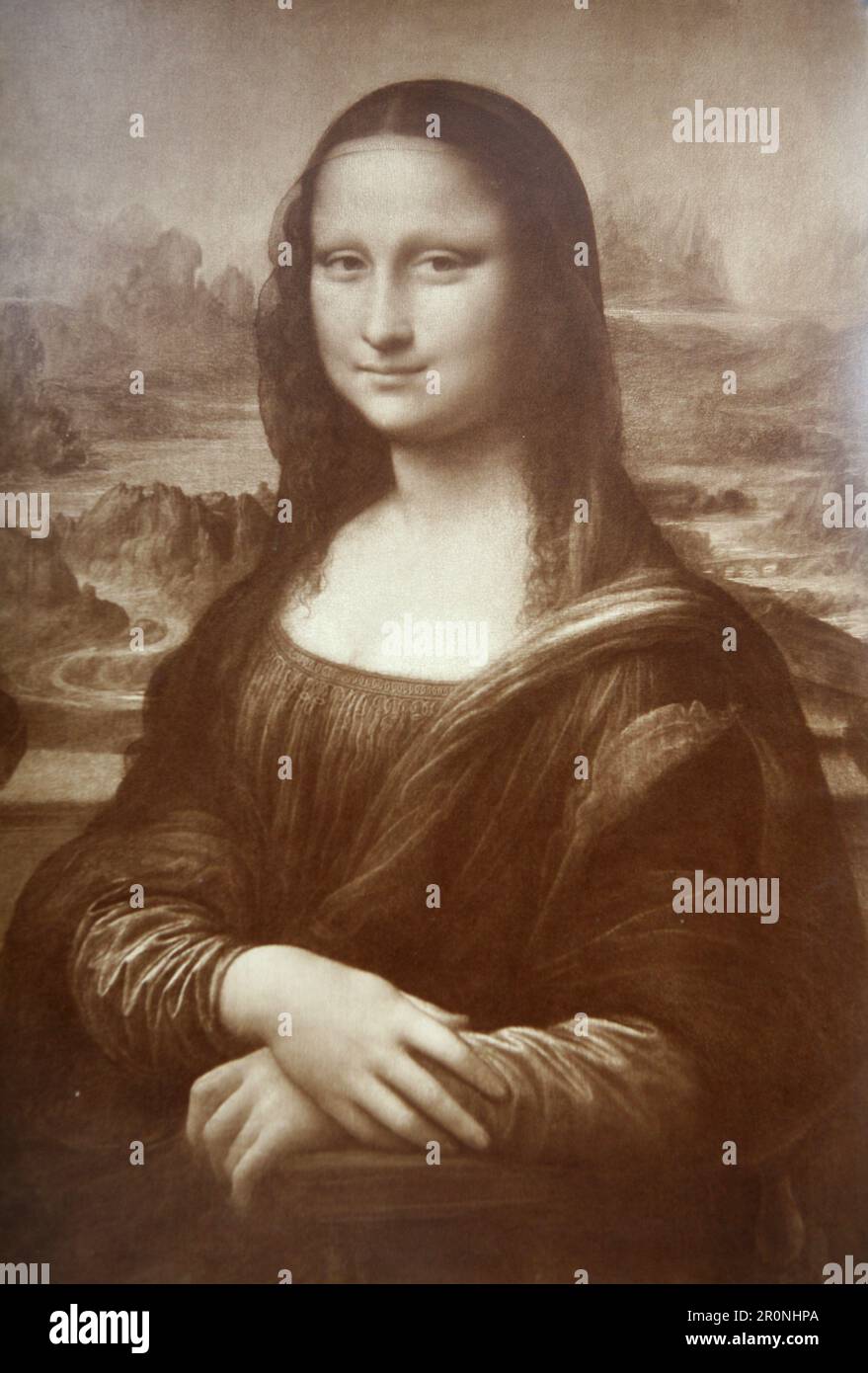 Mona Lisa, portrait painting by Italian artist Leonardo da Vinci, Paris, France 1890s Stock Photo