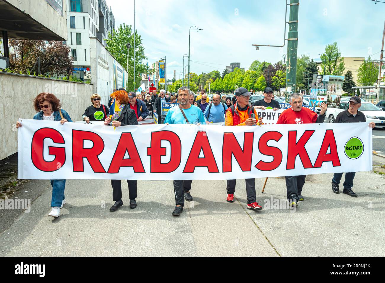Citizens' protest march due to Schmitt's decision to unblock the formation of the FBiH Government Stock Photo