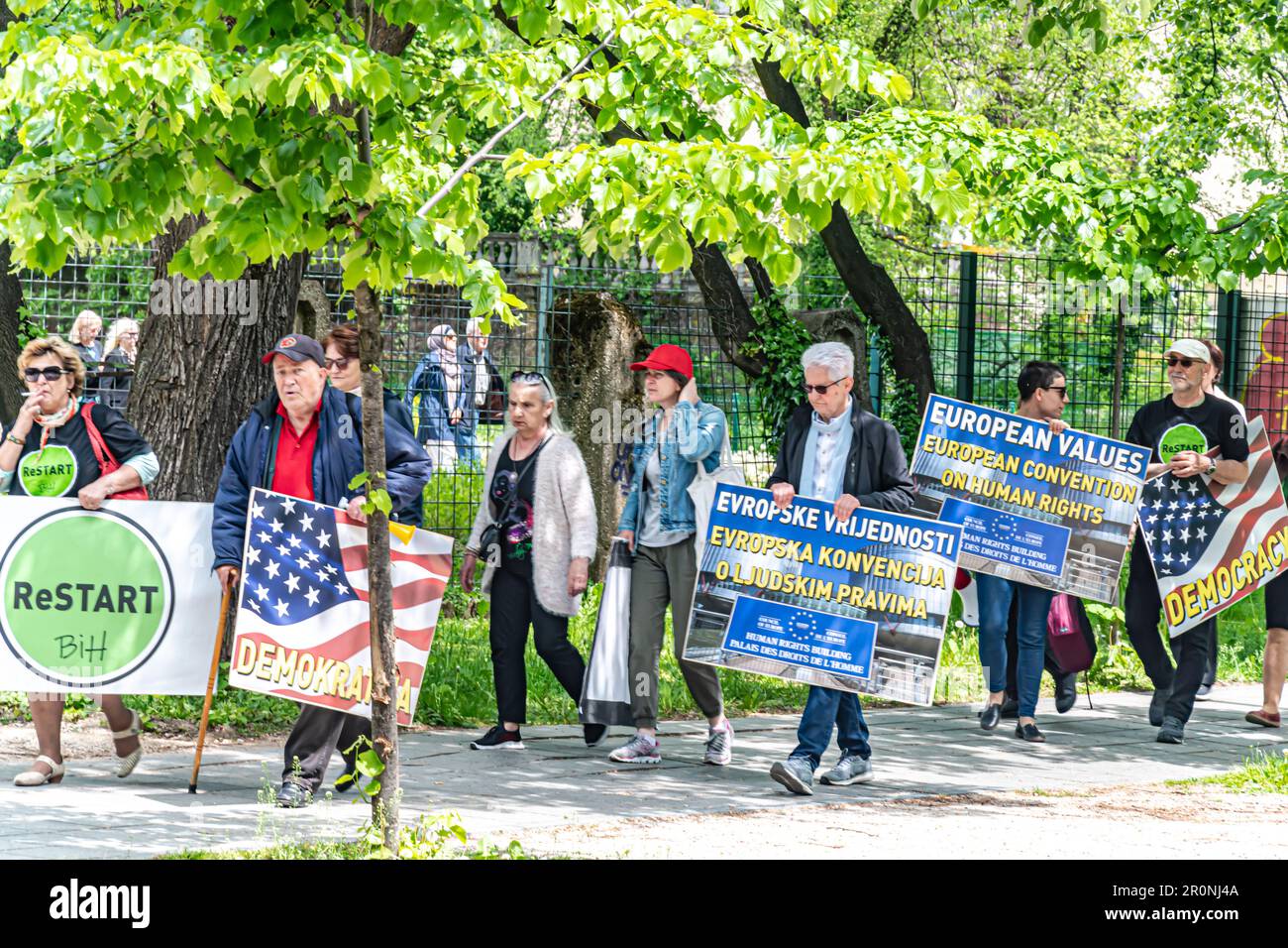 Citizens' protest march due to Schmitt's decision to unblock the formation of the FBiH Government Stock Photo