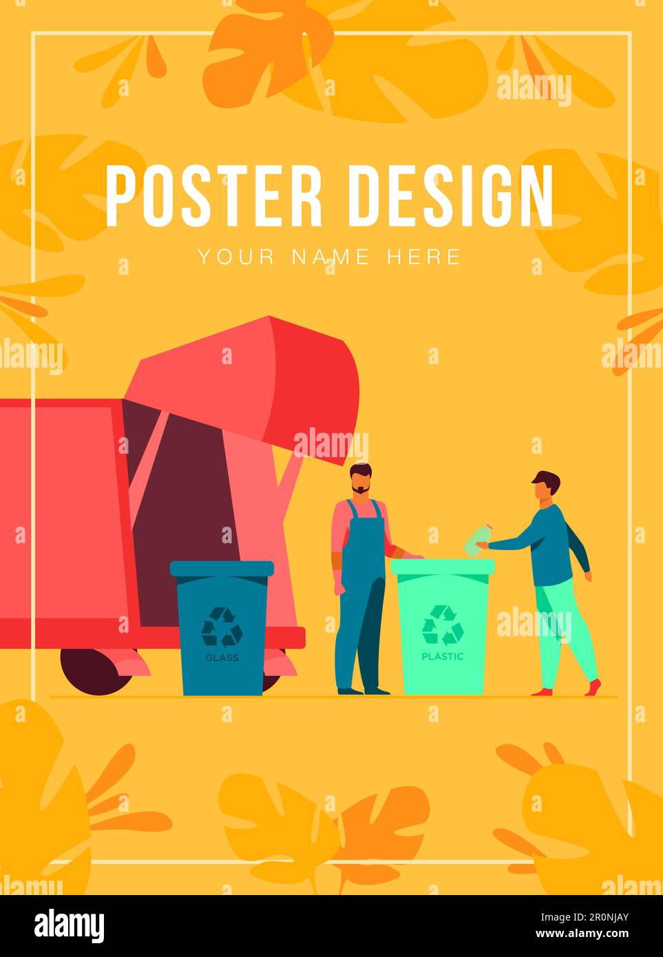 Garbage collector cleaning waste bin flat vector illustration Stock Vector Image & Art Alamy