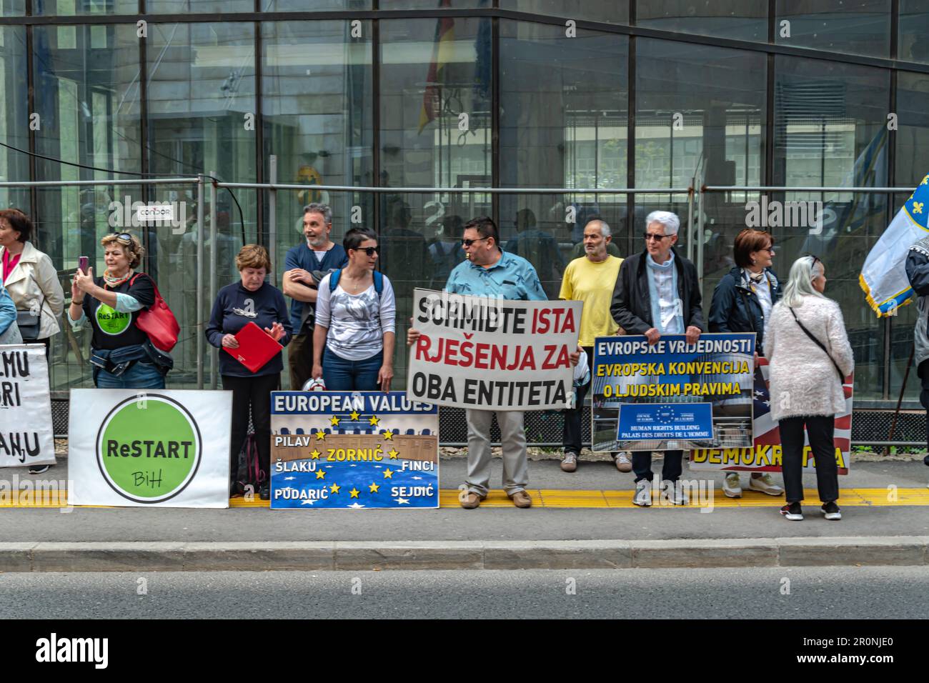 Citizens' protest march due to Schmitt's decision to unblock the formation of the FBiH Government Stock Photo