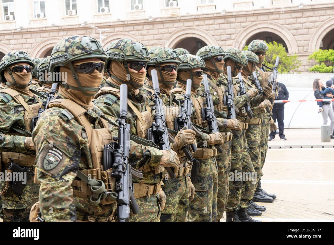 Sofia, Bulgaria. May 6th 2023.  Soldiers lined up for, St. George's Day and Bulgarian Army holiday Stock Photo