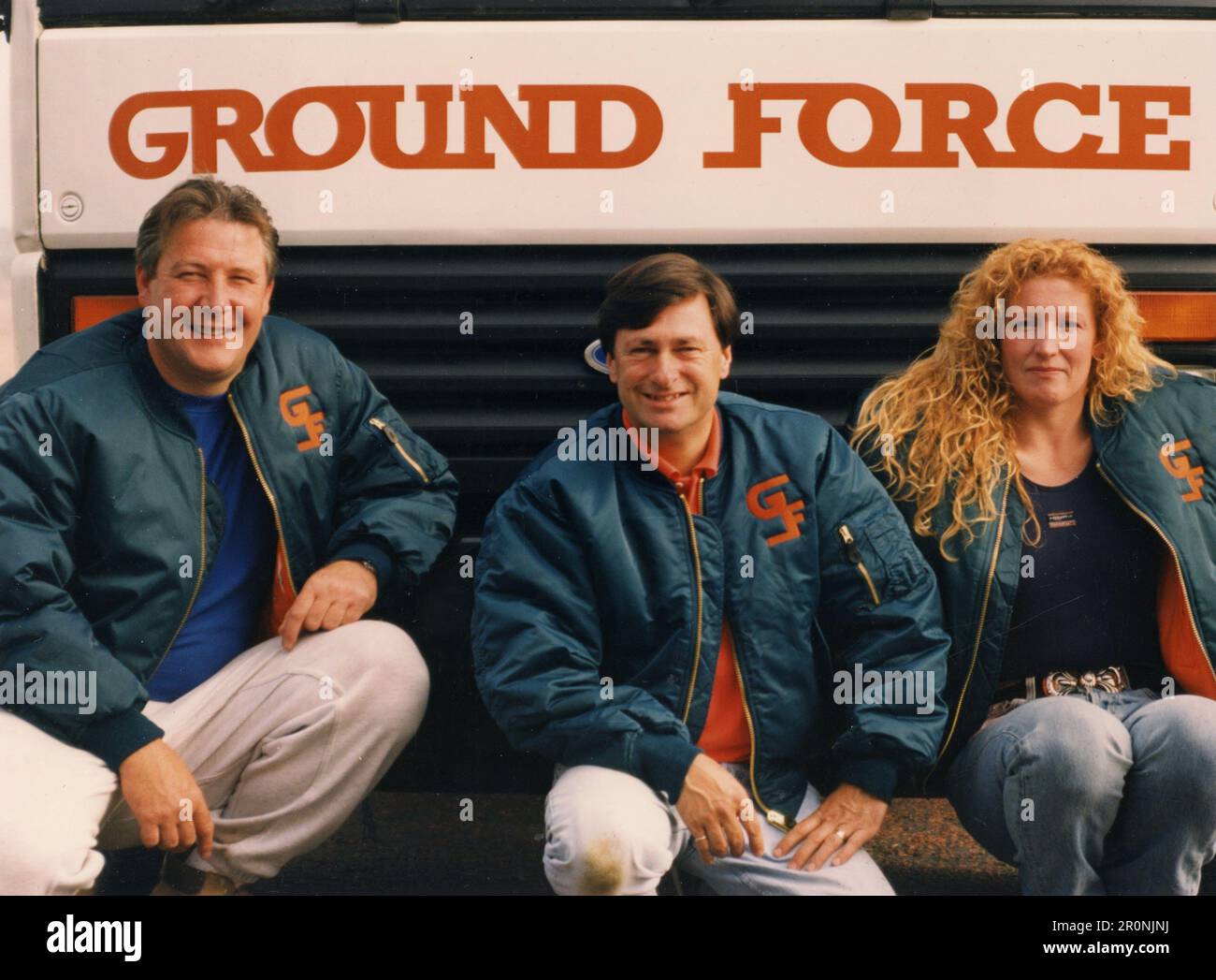 Actors Tommy Walsh, Alan Titchmarsh and Charlie Dimmock in the TV series Ground Force, UK 1997 Stock Photo