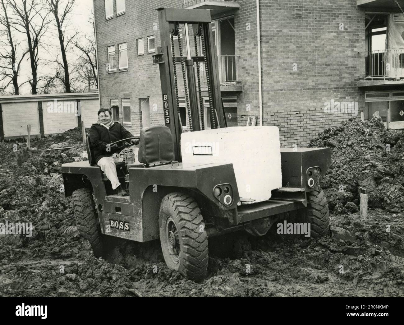 Fork lift truck for rough ground by Boss Engineering Ltd, UK 1966 Stock ...