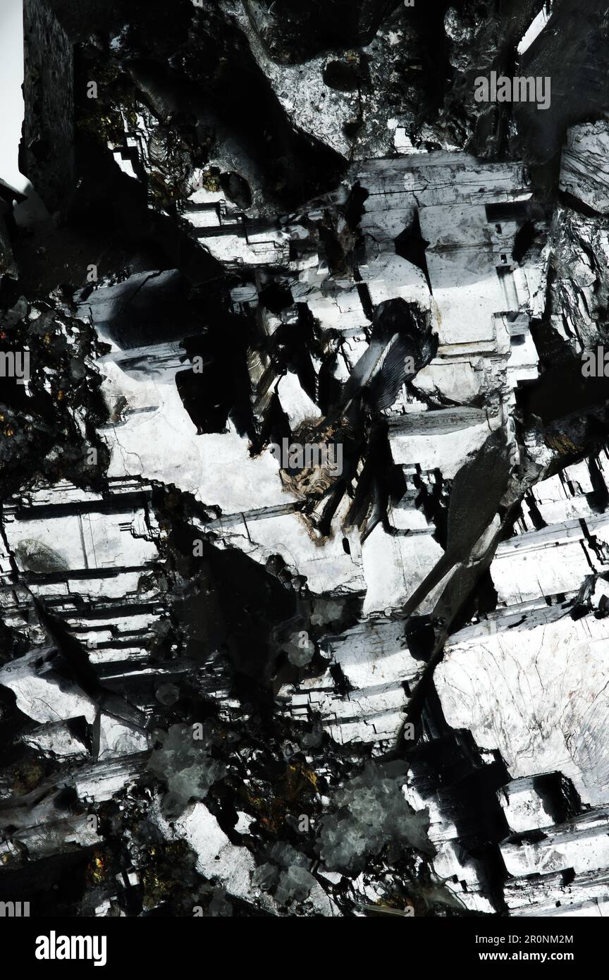 skeletal Galena. macro detail texture background. close-up raw rough unpolished semi-precious gemstone Stock Photo