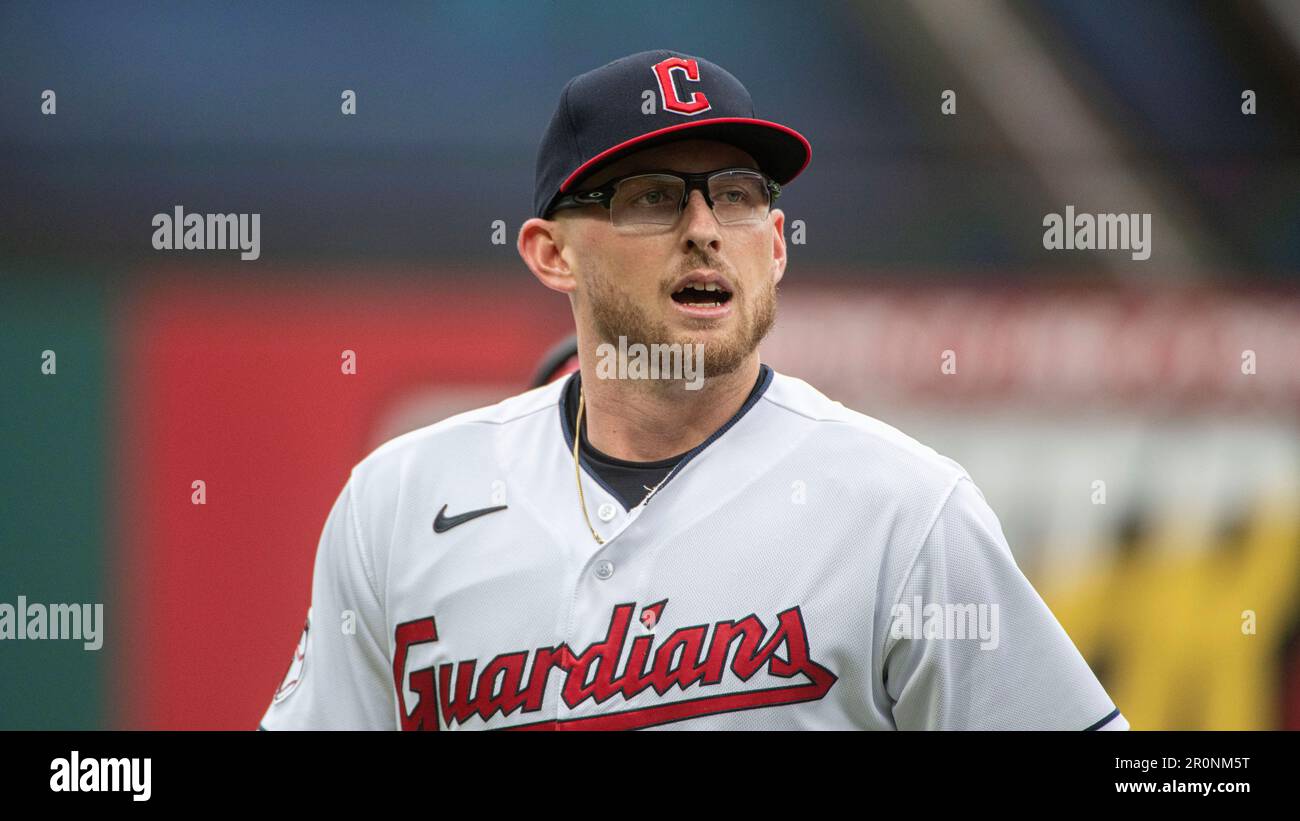 Cleveland Guardians starting pitcher Tanner Bibee walks to the dugout