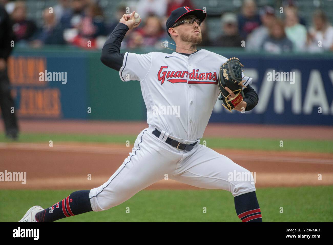 Cleveland Guardians starting pitcher Tanner Bibee delivers against the