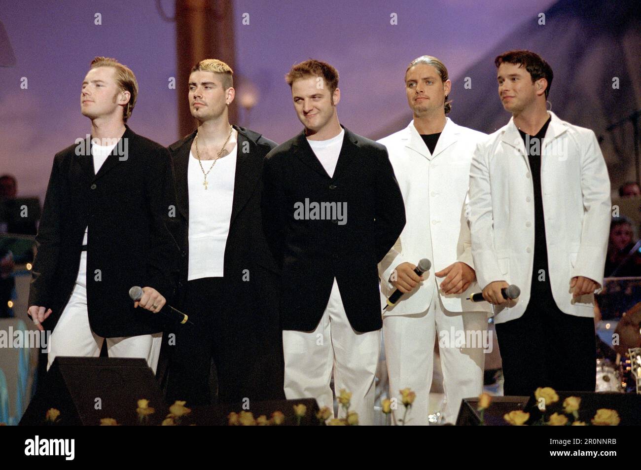 Modena  Italy 1999-06-01: Boyzone in concert at the Charity event 'Pavarotti & Friends 99' in concert for Guatemala at Novi Sad Park Stock Photo
