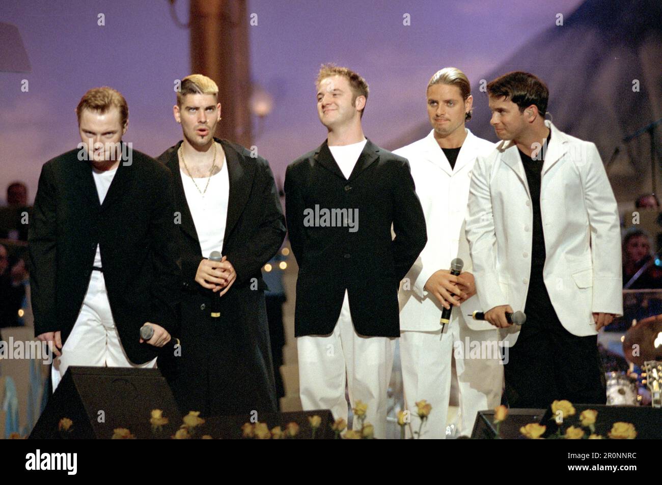 Modena  Italy 1999-06-01: Boyzone in concert at the Charity event 'Pavarotti & Friends 99' in concert for Guatemala at Novi Sad Park Stock Photo