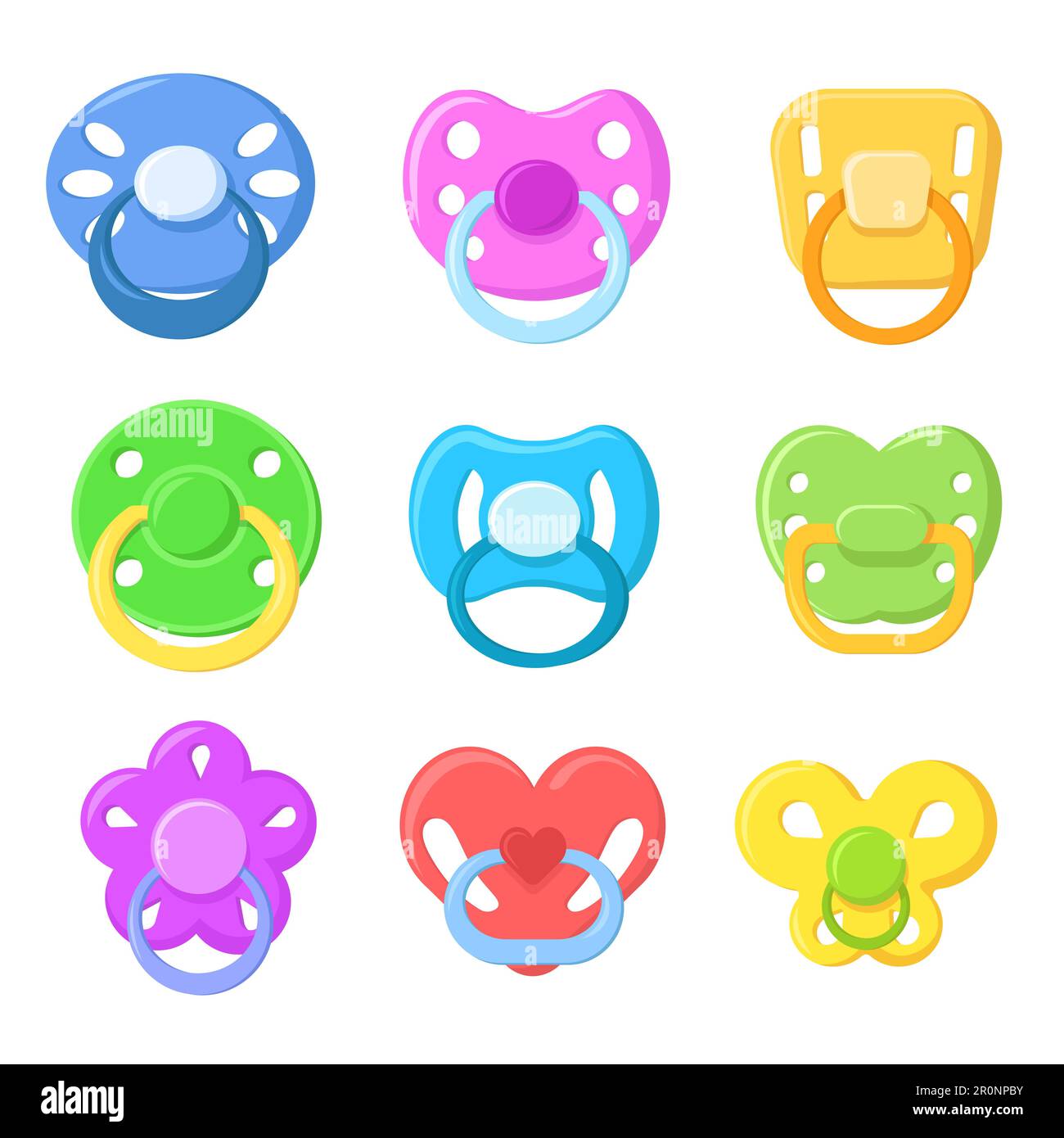 Bright children pacifiers flat pictures set Stock Vector Image & Art ...