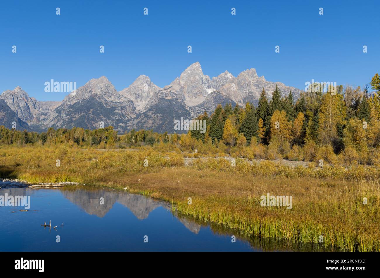 Scenic Autumn Landscape Reflection in the Tetons Stock Photo - Alamy