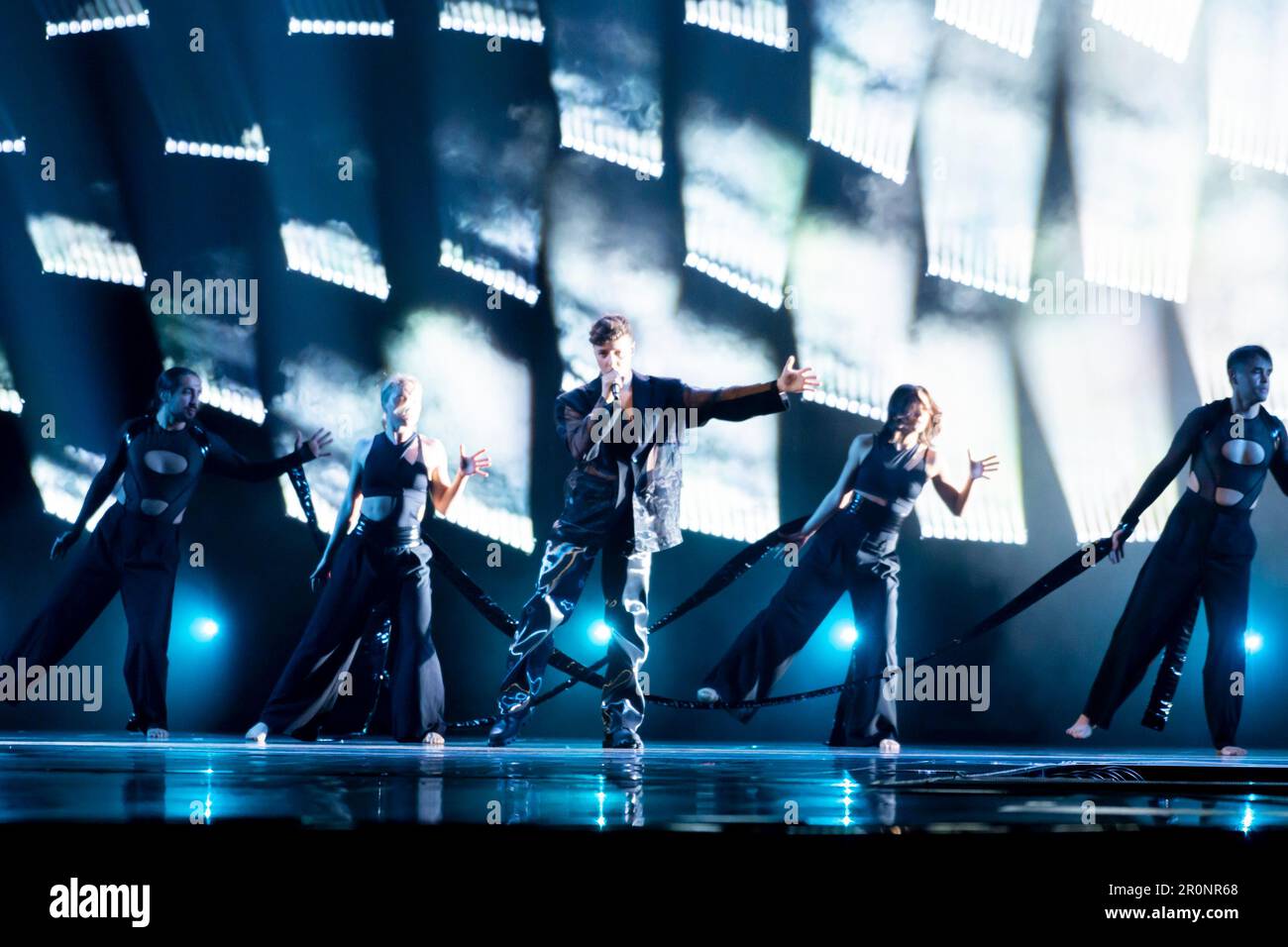 Liverpool, UK. May 8, 2023. Remo Forrer rehearsing for Switzerland with