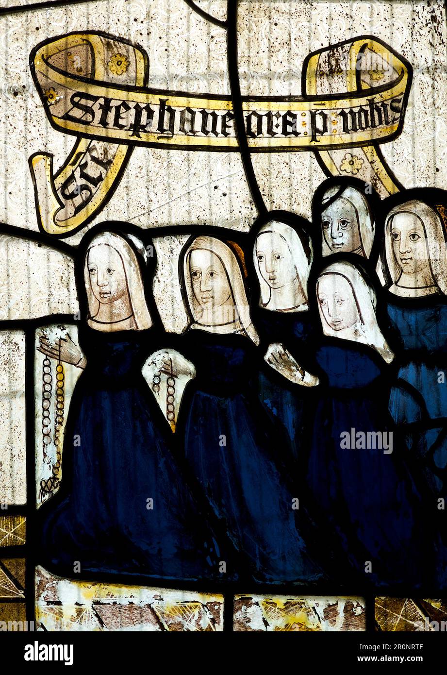 St Neots Church Cornwall UK pre-reformation glazing stain glass windows Stock Photo