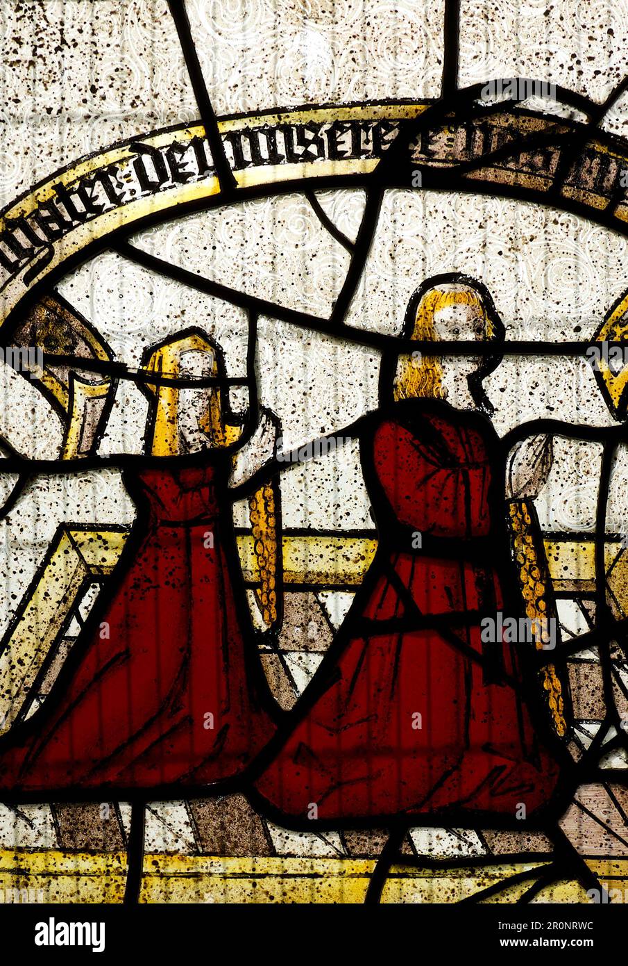 St Neots Church Cornwall UK pre-reformation glazing stain glass windows Stock Photo