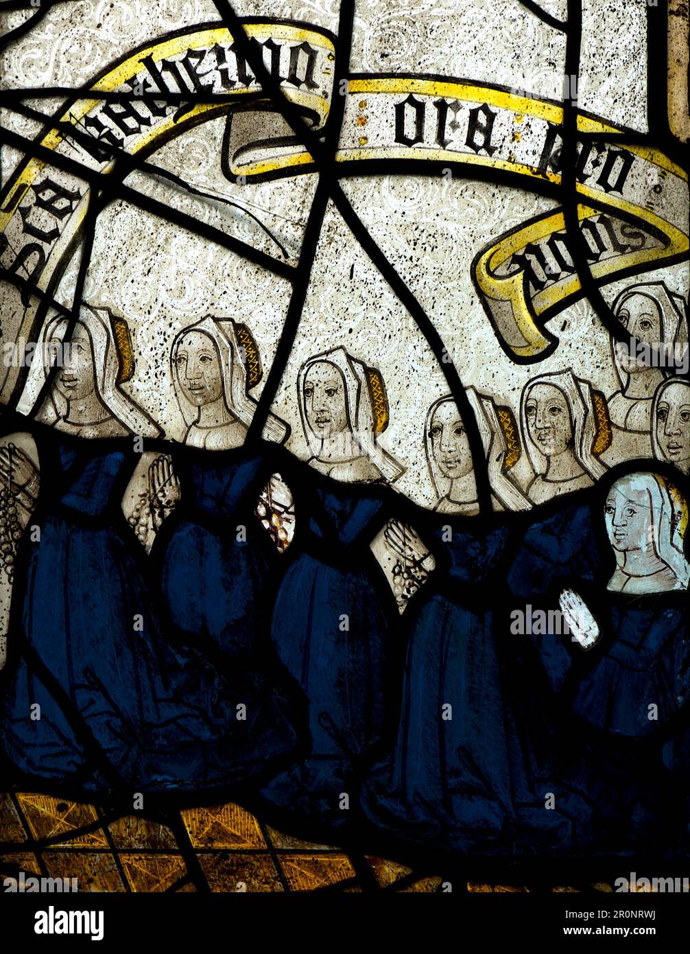 St Neots Church Cornwall UK pre-reformation glazing stain glass windows Stock Photo