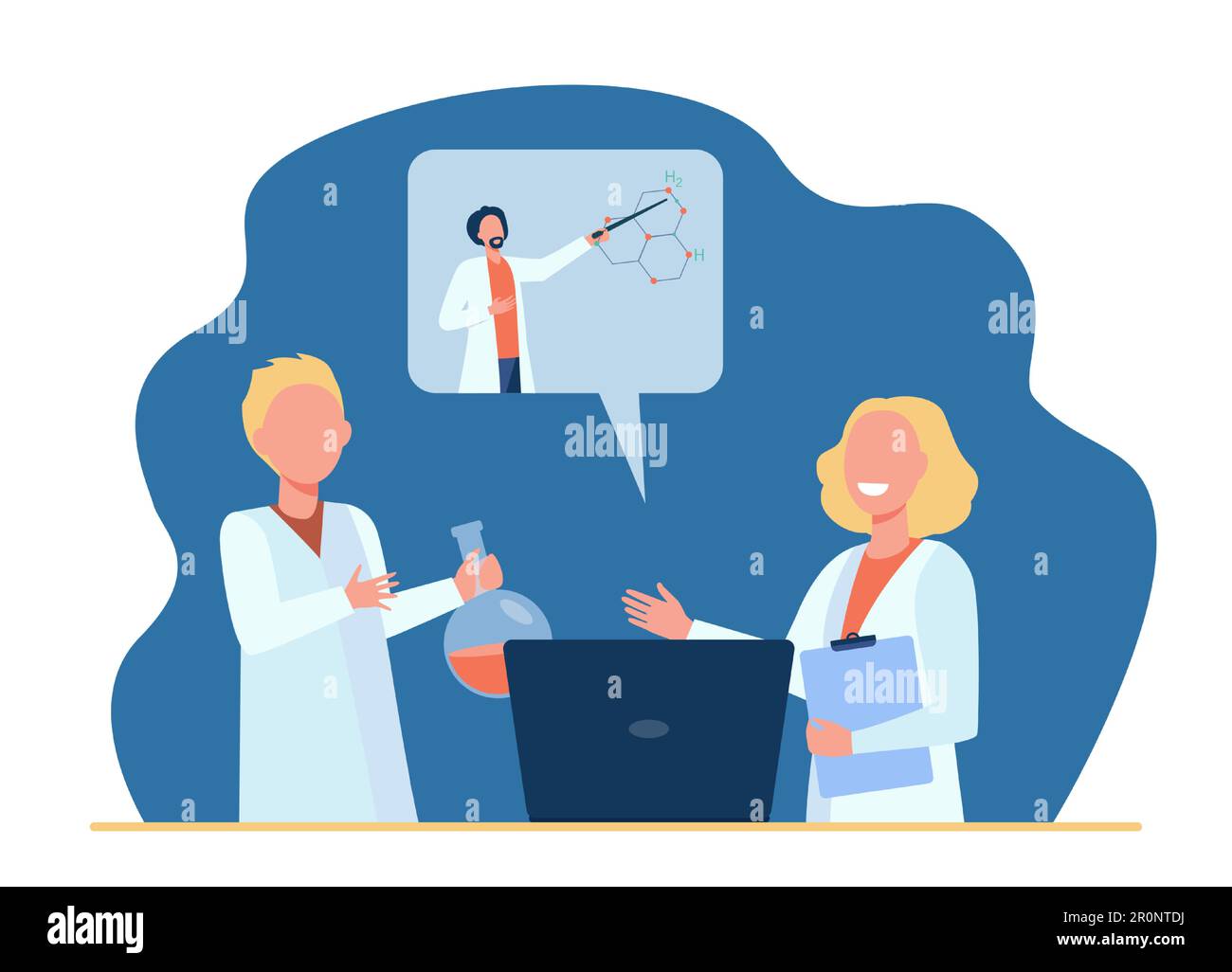Happy children learning chemistry online Stock Vector