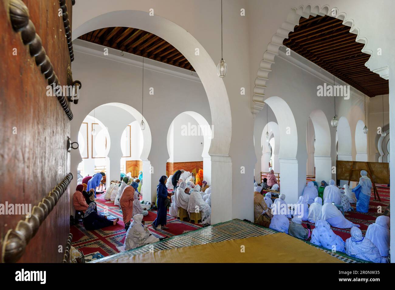 women praying, Al Karaouine Mosque, Built in the year 859, Fez, morocco, africa Stock Photo