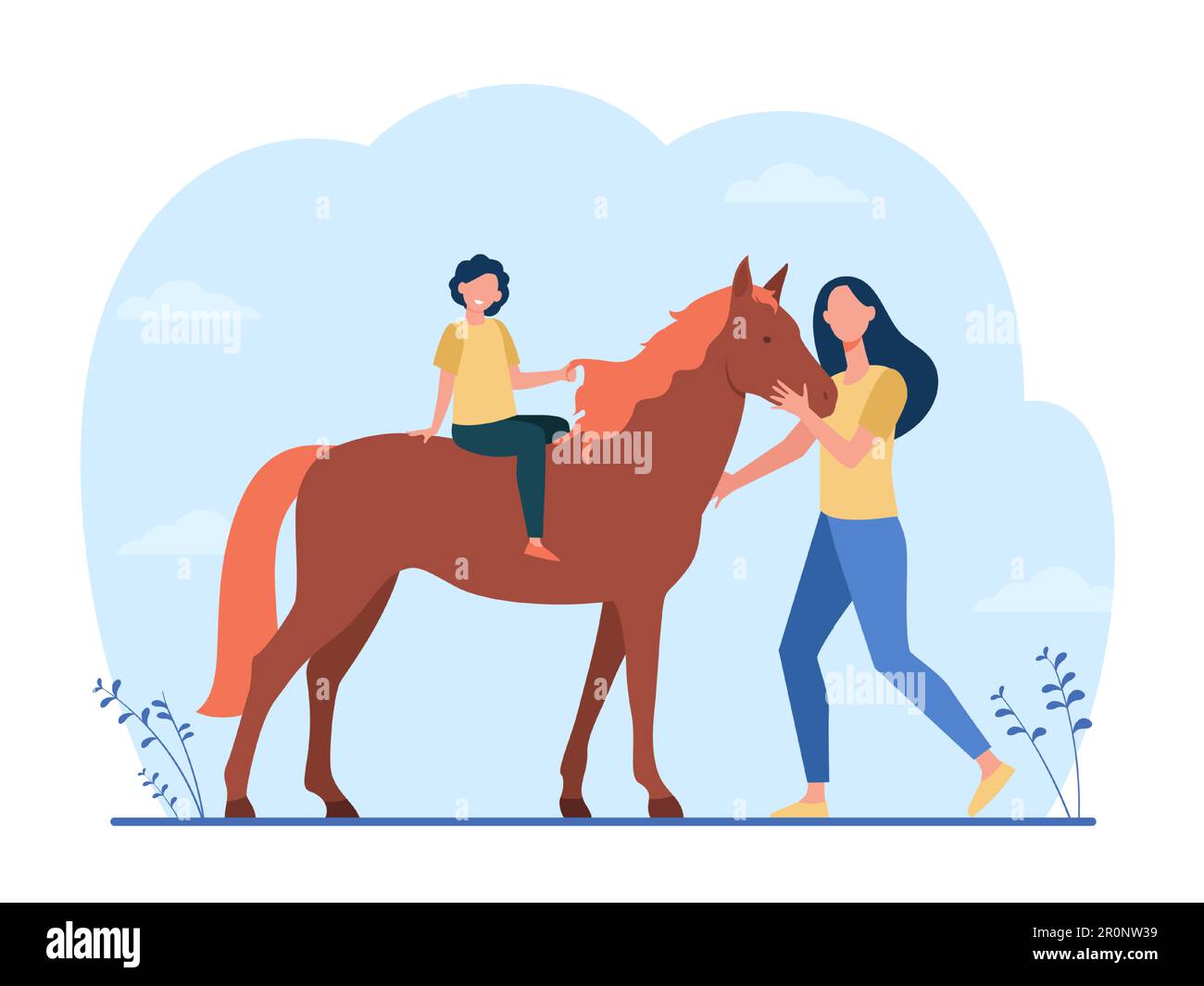 Little Kid Riding Horse Stock Vector Image Art Alamy Little kid riding horse stock vector image art alamy