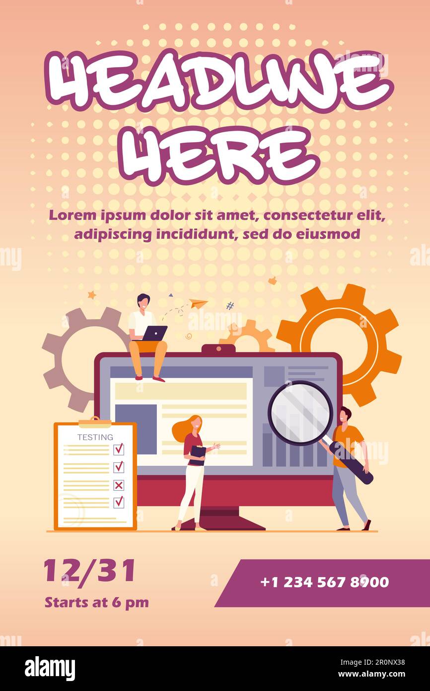 Tiny people testing quality assurance in software Stock Vector
