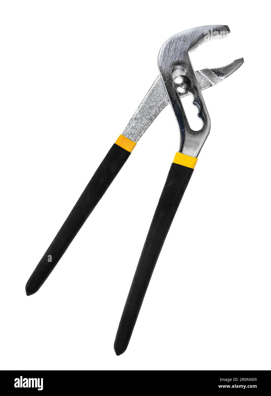 adjustable pipe wrench with rubber handles isolated on white background